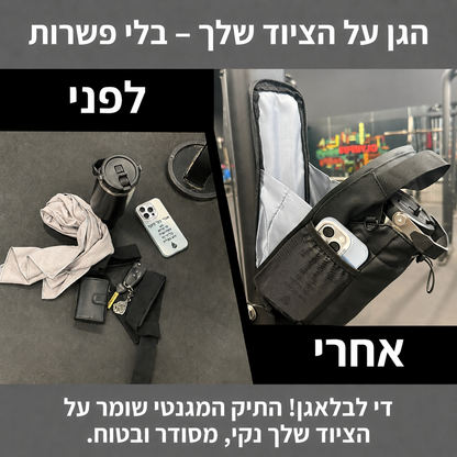 התיק המגנטי- שומר על הטלפון והציוד בחדר הכושר
